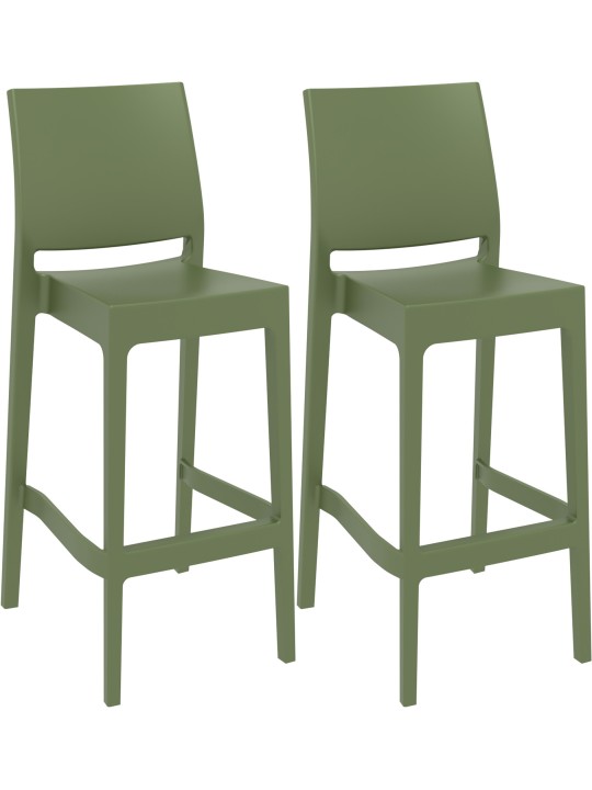 Sæt med 2 barstole Maya, olivengrøn