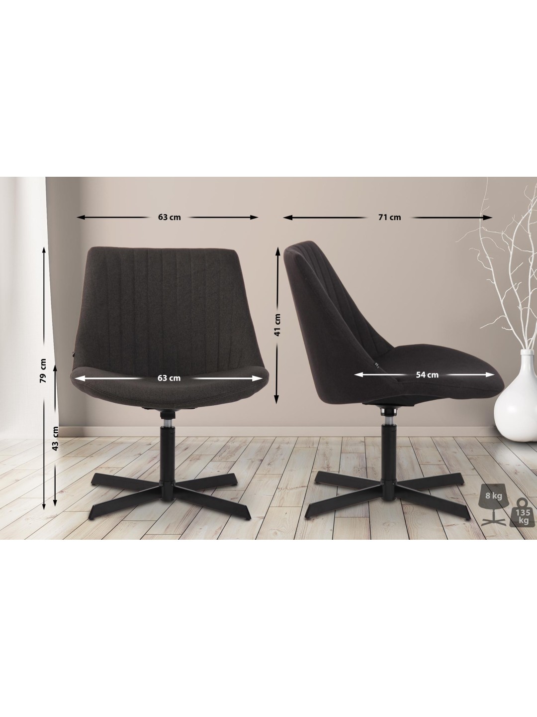 Liggestol Granby, mørkegrå