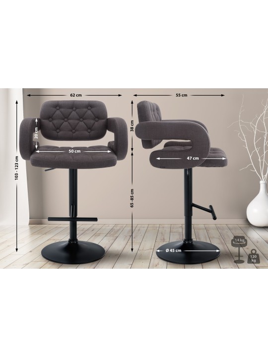 Barstol Dublin STOF, mørkegrå Barstol Dublin STOF, mørkegrå