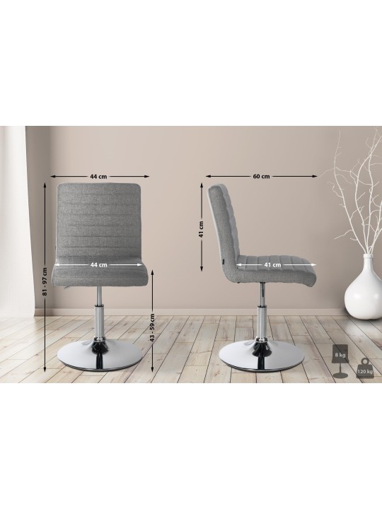 Sæt med 2 spisestuestole Elvas stof, grå