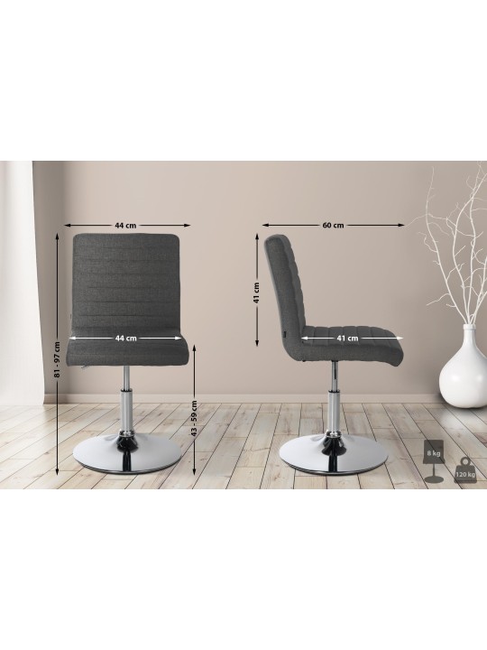 Sæt med 2 spisestuestole Elvas stof, mørkegrå