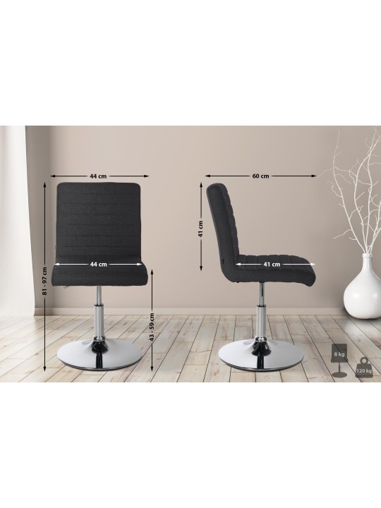 Sæt med 2 spisestuestole Elvas stof, sort