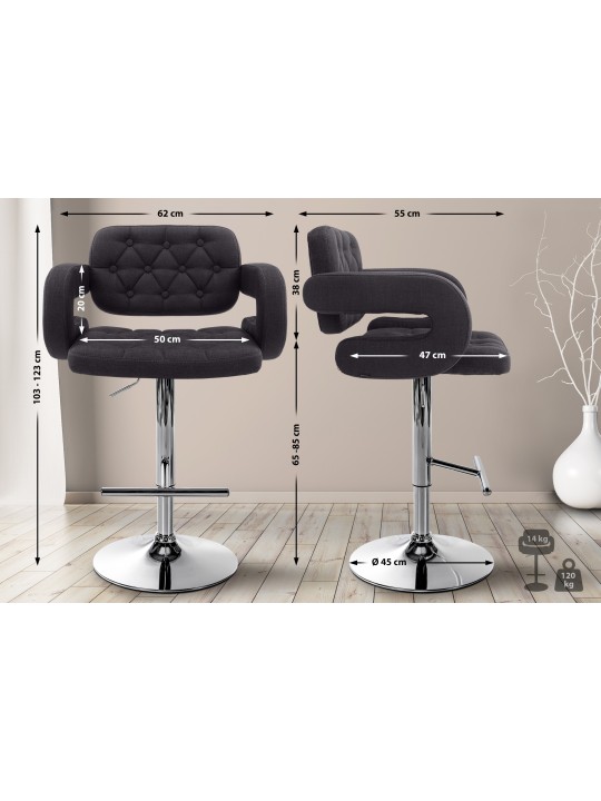 Sæt med 2 barstole Dublin stof C, sort Sæt med 2 barstole Dublin stof C, sort