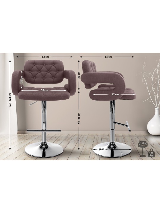 Sæt med 2 barstole Dublin stof C, brun