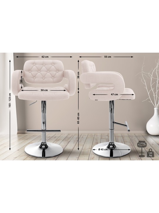 Sæt med 2 barstole Dublin stof C, beige