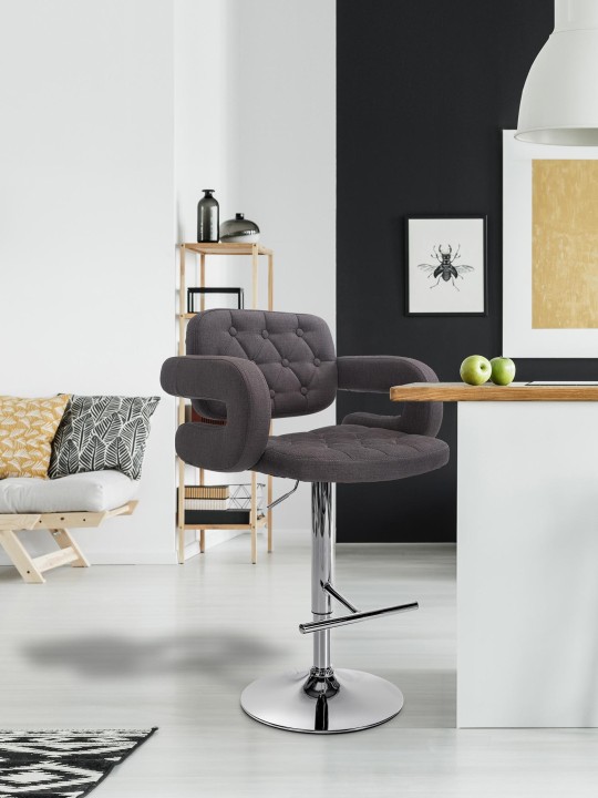 Sæt med 2 barstole Dublin stof C, mørkegrå Sæt med 2 barstole Dublin stof C, mørkegrå