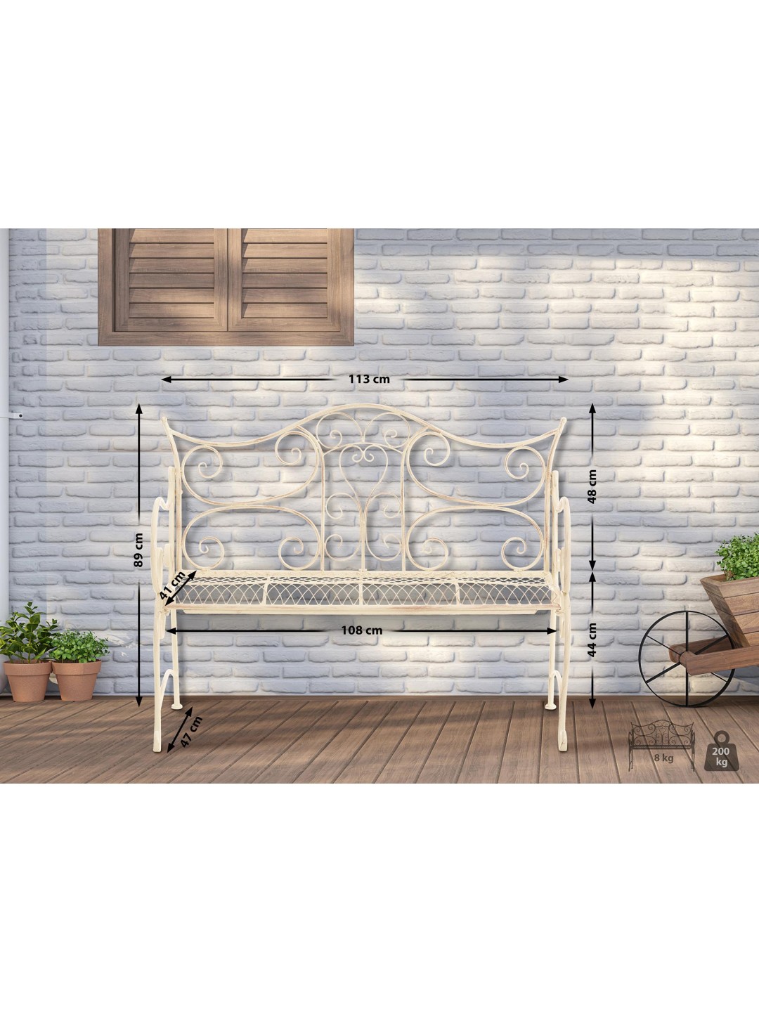 Havebænk Tara, antik creme