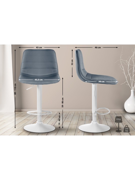 Sæt med 2 barstole Lex imiteret læder W, grå Sæt med 2 barstole Lex imiteret læder W, grå