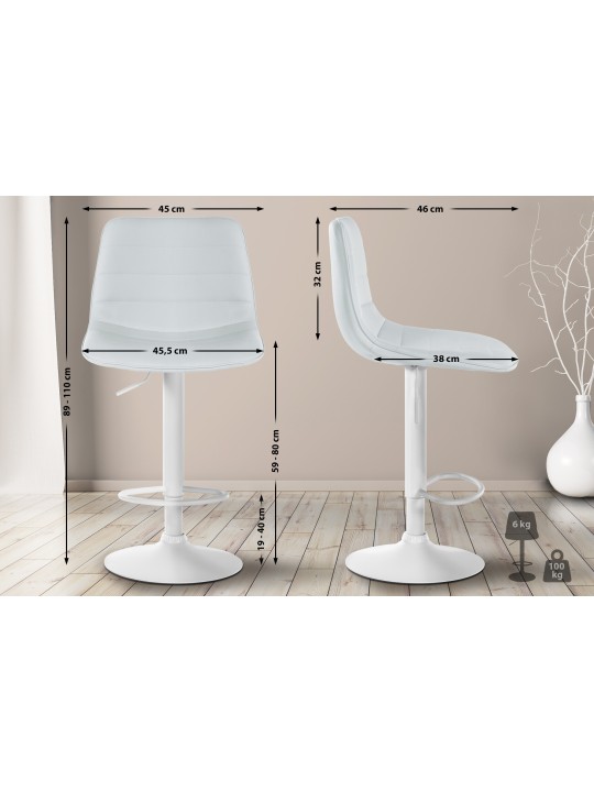 Sæt med 2 barstole Lex imiteret læder W, hvid