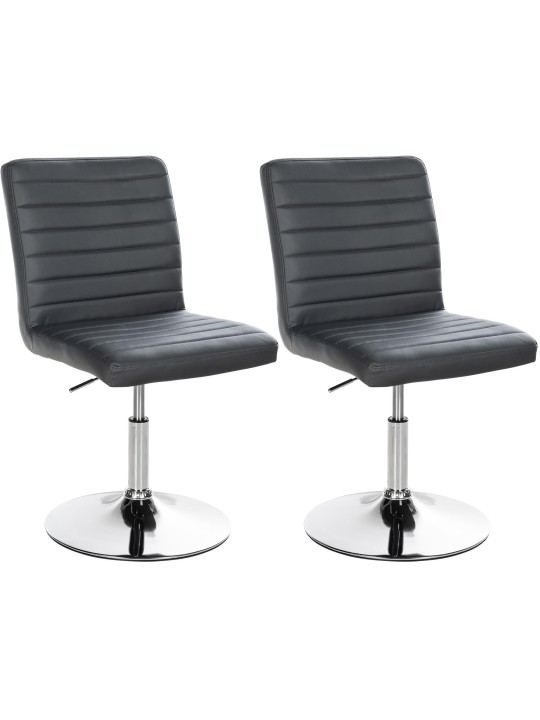 Sæt med 2 spisestuestole Elvas imiteret læder, grå