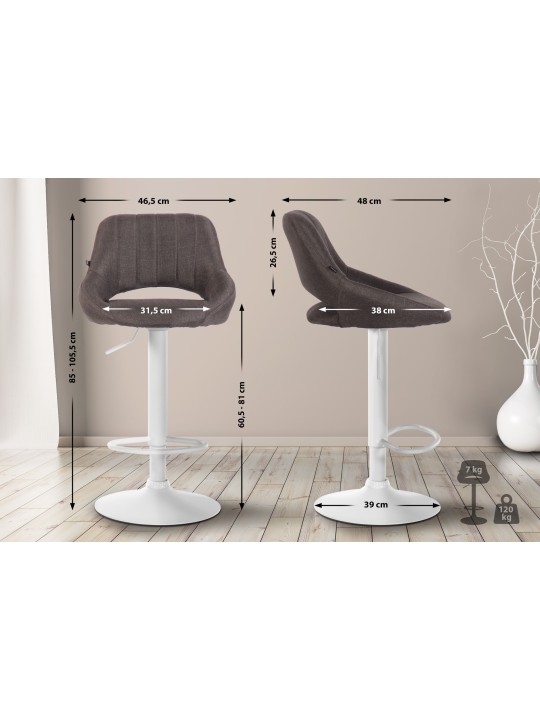 Sæt med 2 barstole Milet stof W, mørkegrå