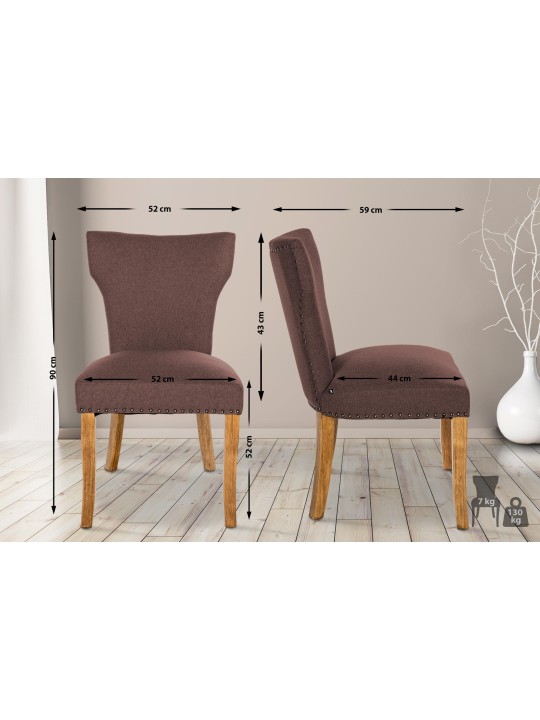 Spisestuestol Zadar stof antik-lys, brun