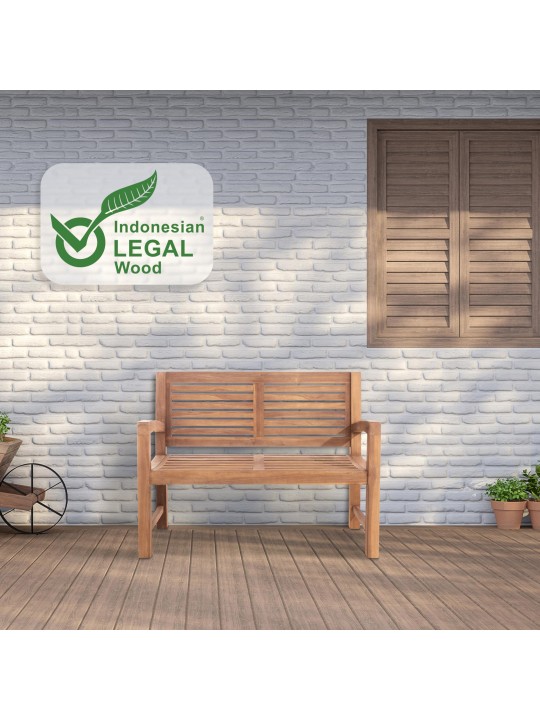 Teak bænk Halden 120 cm med betræk, teak Teak bænk Halden 120 cm med betræk, teak