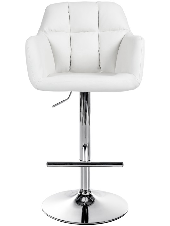 Barstol Natoma imiteret læder krom, hvid