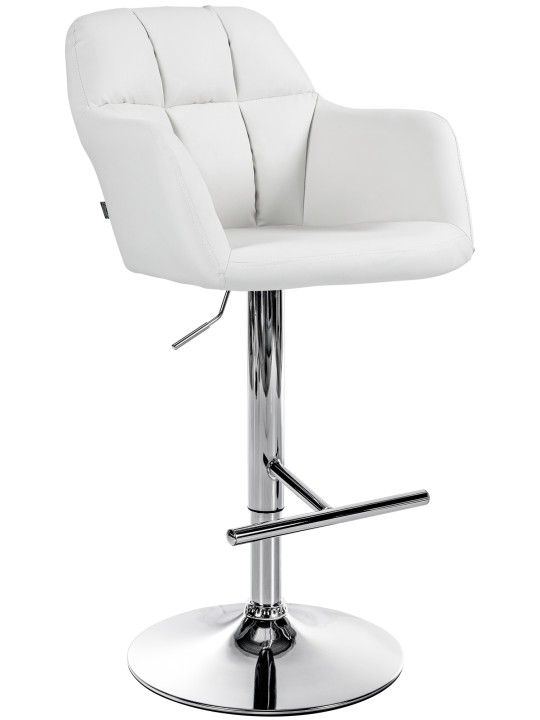 Barstol Natoma imiteret læder krom, hvid