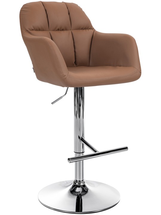 Barstol Natoma imiteret læder krom, lysebrun