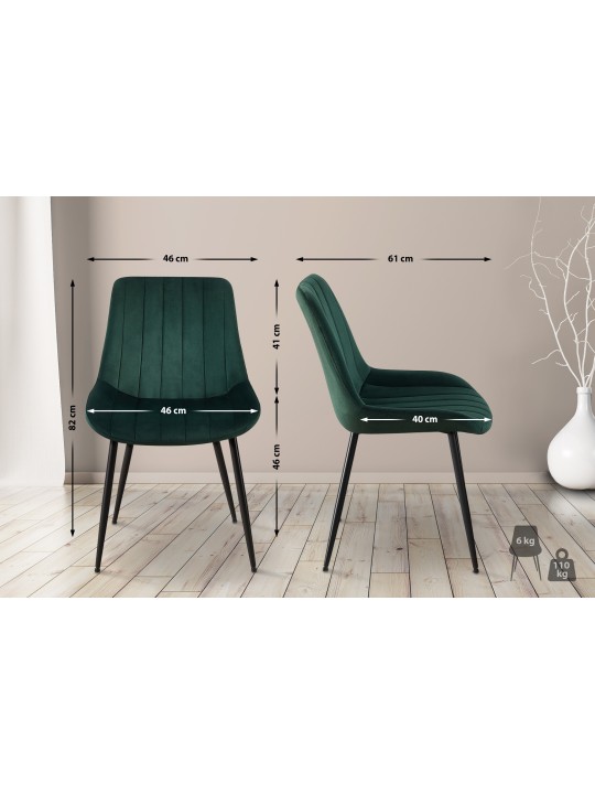 Sæt med 2 stole Rahden velvet, grøn