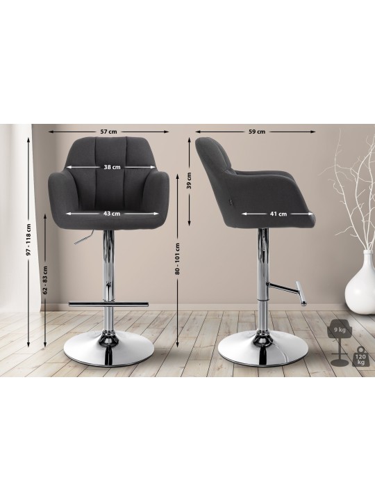 Barstol Natoma stof krom, sort