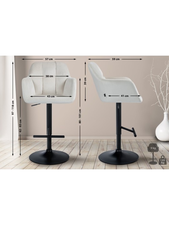 Barstol Natoma velvet, creme