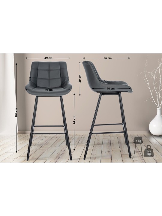 Barstol Weston imiteret læder, grå Barstol Weston imiteret læder, grå