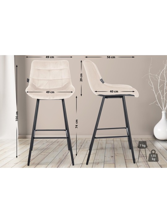 Barstol Weston velvet, creme