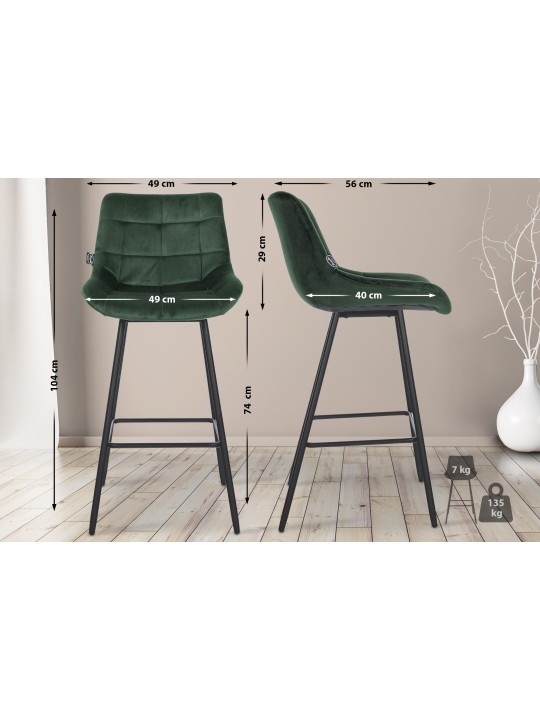 Barstol Weston velvet, mørkegrøn Barstol Weston velvet, mørkegrøn