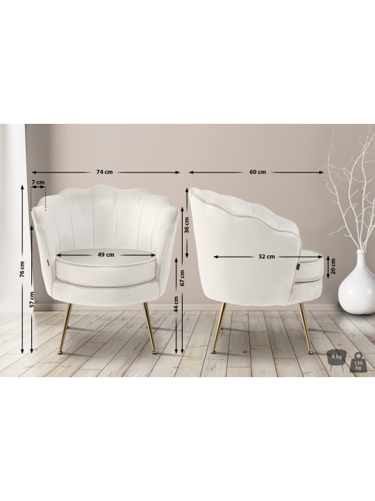 Stol Rosita fløjl, creme