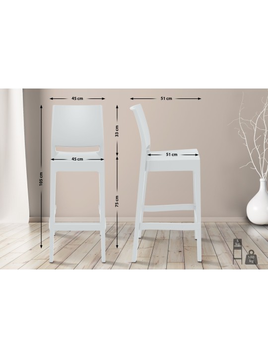 Sæt med 2 barstole Maya, hvid Sæt med 2 barstole Maya, hvid