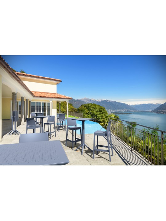 Sæt med 2 barstole Maya, mørkegrå