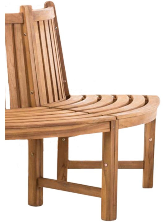 Leming træ bænk halvrund 200 cm, teak