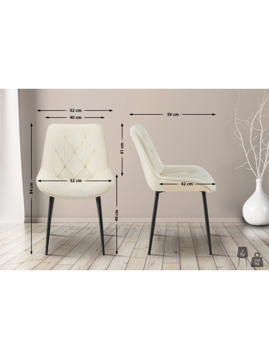 Wallace spisestuestol i fløjl, creme Wallace spisestuestol i fløjl, creme