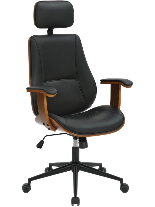 Kontorstol Lugo imiteret læder, valnød/sort