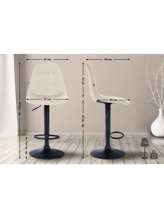 Barstol Elmore stof B, creme Barstol Elmore stof B, creme