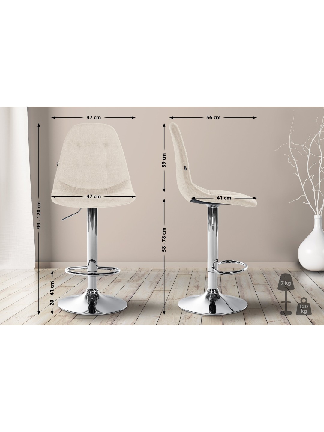 Barstol Elmore stof C, creme