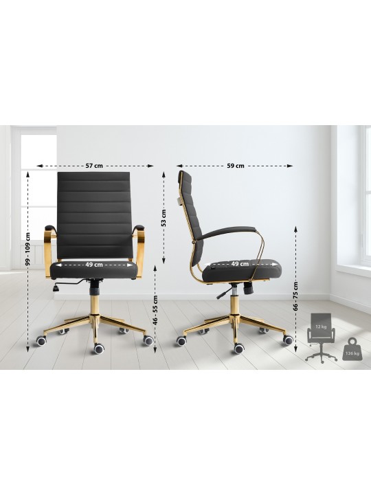 Kontorstol Havana imiteret læder, sort