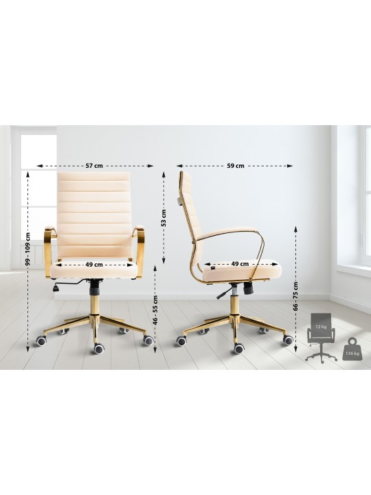 Kontorstol Havana imiteret læder, creme