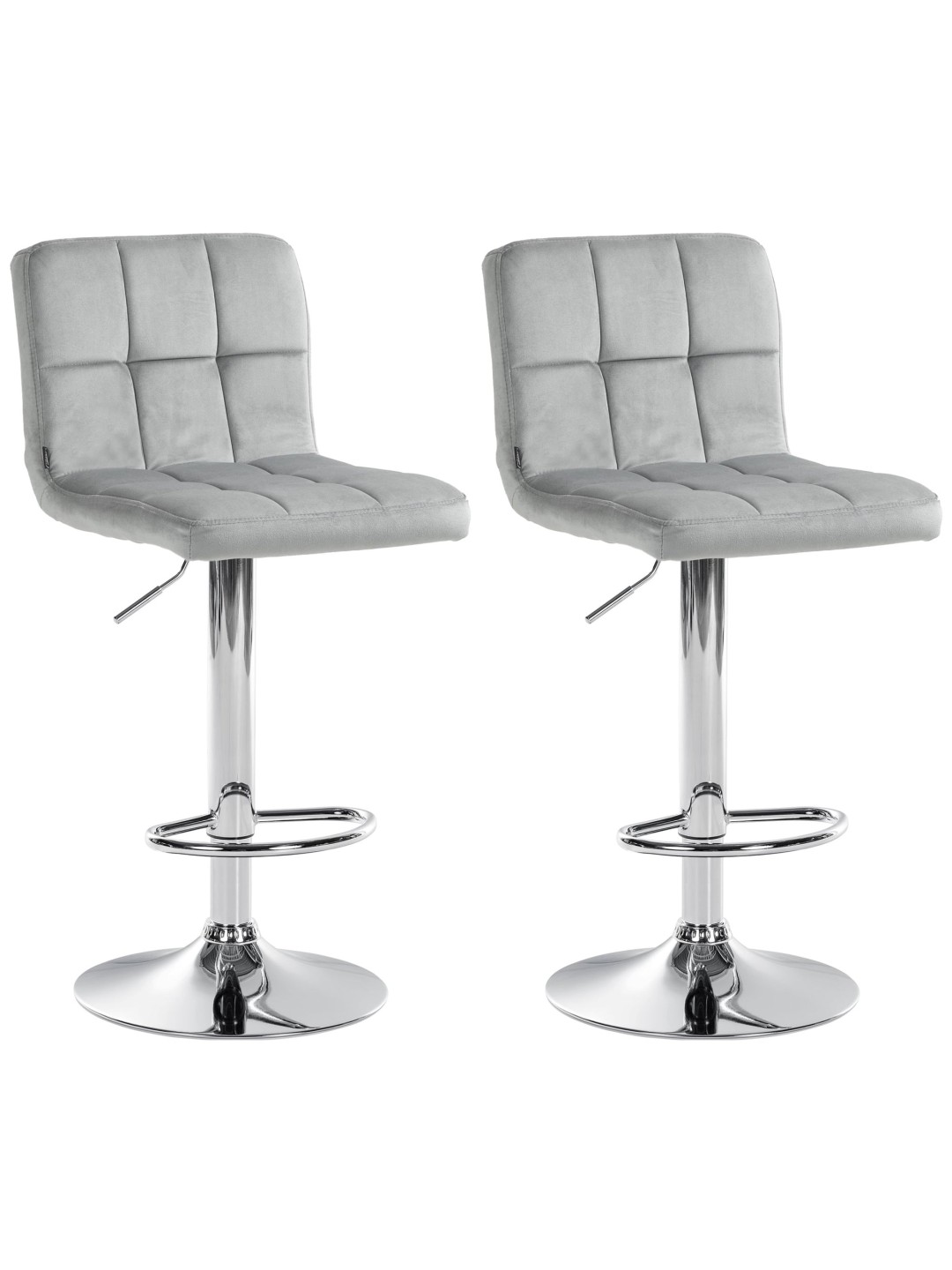 Sæt med 2 barstole Peru fløjlskrom, grå