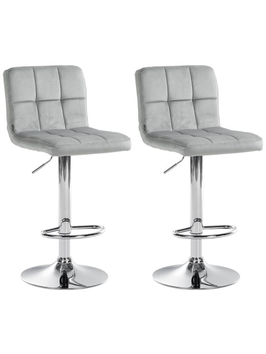 Sæt med 2 barstole Peru fløjlskrom, grå