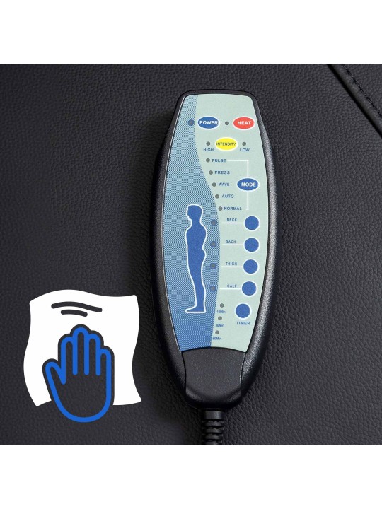 Galena lænestol med massagefunktion ægte læder, sort