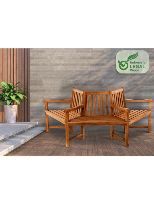 Kenna træbænk med armlæn halvcirkelformet 200 cm, teak Kenna træbænk med armlæn halvcirkelformet 200 cm, teak