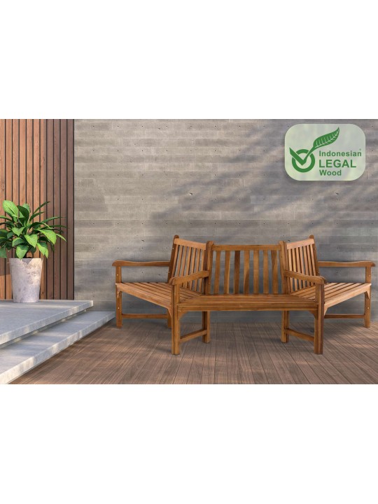 Kenna træbænk med armlæn halvcirkelformet 250 cm, teak Kenna træbænk med armlæn halvcirkelformet 250 cm, teak