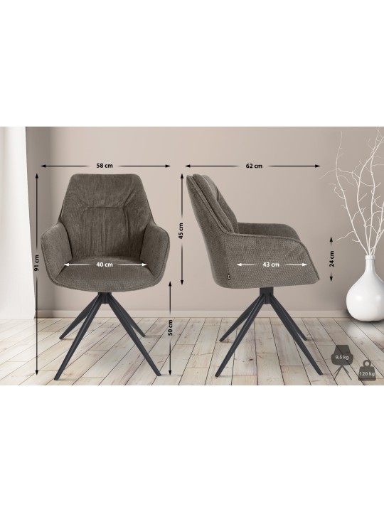 Spisestuestol Jules stof, mørkegrå