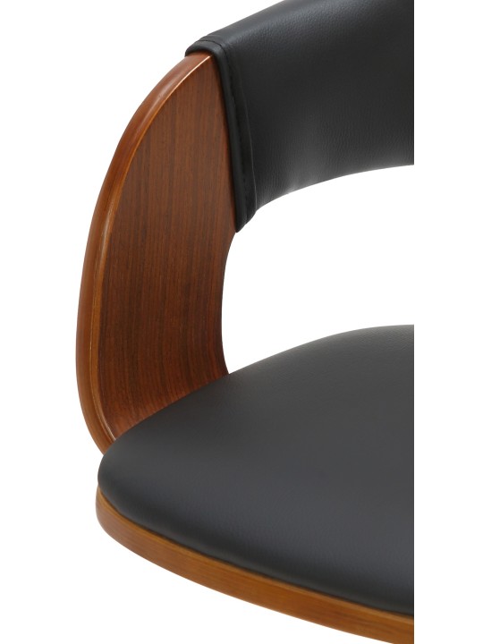 Sæt med 2 barstole Nilse kunstlæder krom, valnød/sort