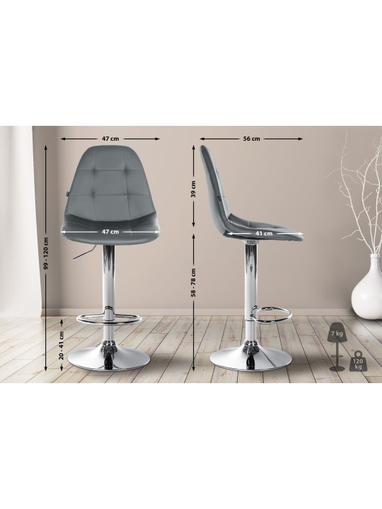 Barstol Elmore imiteret læder C, grå