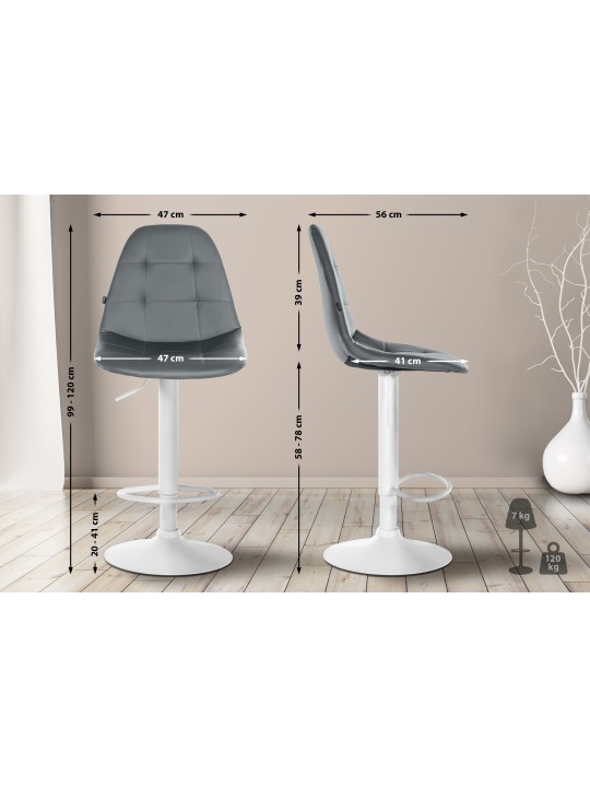 Barstol Elmore kunstlæder W, grå