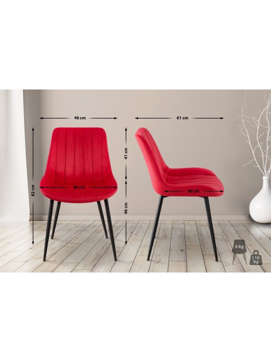 Stol Rahden fløjl, rød