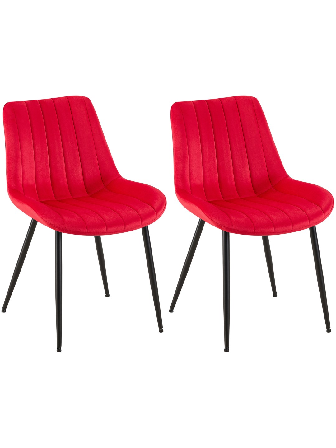 Sæt med 2 stole Rahden velvet, rød