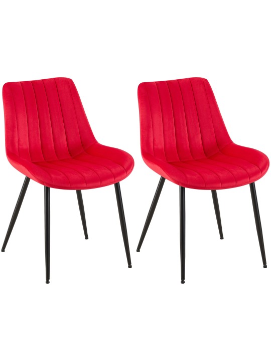 Sæt med 2 stole Rahden velvet, rød