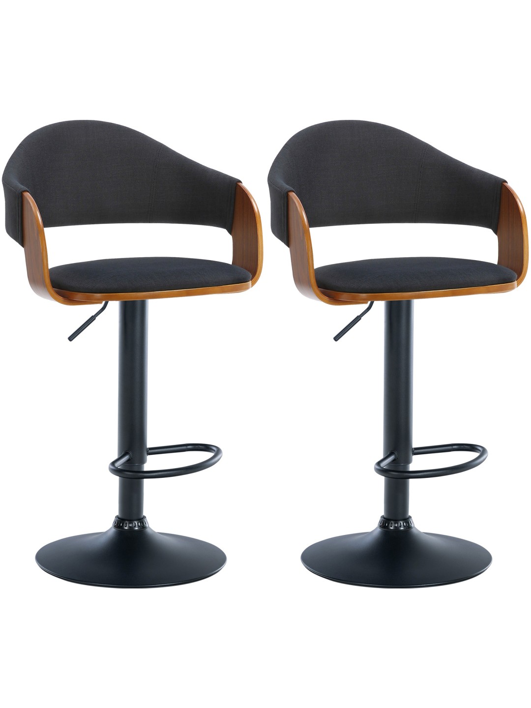 Sæt med 2 barstole Nilse stof, valnød/sort