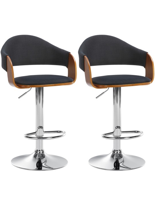 Sæt med 2 barstole Nilse stof krom, valnød/sort